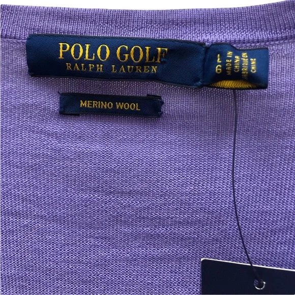 Polo Golf Ralph Lauren v neck sweater. 100% Wool. New with tags. Large. Purple - Picture 2 of 4
